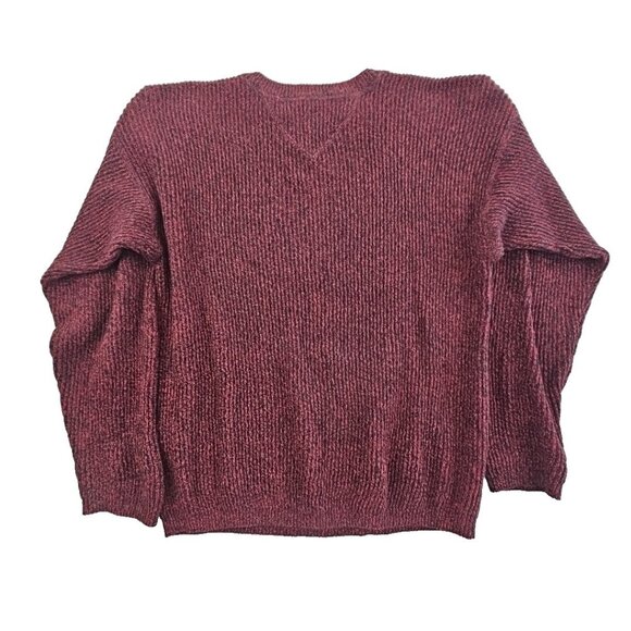 Vintage 90’s Tommy Hilfiger Sweater Men's M Red Black Chunky Knit EUC LS LN - Picture 2 of 14